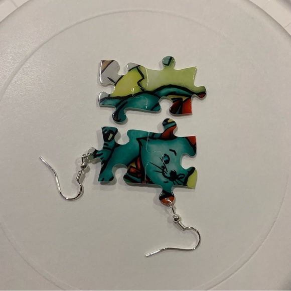 Handmade puzzle earrings - Picture 6 of 10